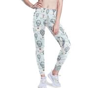 Hot Air Balloons - Pantalones de yoga para mujer, color azul claro, leggings deportivos de cintura alta, Varios colores, Medium