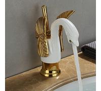 Hot and Cold European washbasin Wash Basin Toilet Vintage Full Copper Antique undercounter Basin Golden Faucet Swan, White Gold Swan (undercounter Basin)
