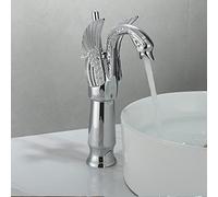 Hot and Cold European washbasin Wash Basin Toilet Vintage Full Copper Antique undercounter Basin Golden Faucet Swan, Silver Swan (countertop Basin)
