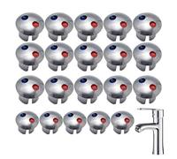 Hot And Cold Water Faucet Indicator - 20 Pcs Universal Tap Markers | Hot & Cold Water Temperature Labels For Kitchen Bathroom Sink Faucets Replacement Buttons | Easy Install PP Faucet Indicator Set