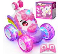 Hot Bee Coches Teledirigidos, Coches de Juguete para Niñas de 3 4 5 6 Años, Coche Teledirigido Acrobático con luz LED, Regalos de Unicornio para Niñas