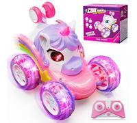 Hot Bee Coches Teledirigidos, Coches de Juguete para Niñas de 3 4 5 6 Años, Lila Coche Teledirigido Acrobático con luz LED, Regalos de Unicornio para Niñas