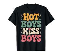 Hot Boys Kiss Boys Orgullo Queer LGBTQ |- Camiseta