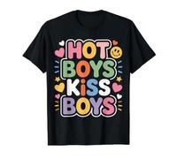 Hot Boys Kiss Boys Orgullo Queer LGBTQ - Camiseta gráfica económica