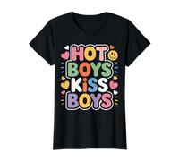 Hot Boys Kiss Boys Orgullo Queer LGBTQ - Camiseta gráfica económica
