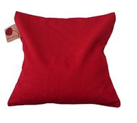 Hot Cherry Pit almohada cuadrada - calor húmedo natural o terapia fría para dolor muscular, alivio de tensión, dolores de cabeza, artritis, aromaterapia, apto para microondas, Denim rojo, teñido