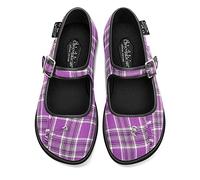 Hot Chocolate Design Chocolaticas Funky Canvas Mary Jane - Zapatos Planos para Mujer, Tartán Morado, 38 EU