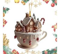Hot Chocolate Ornaments For Christmas Tree - 2D Acrylic Chocolate Cups Christmas Snow Houses Ornaments,Christmas Tree Decoration Charm Hot Cocoa Theme Pendant For Indoor Outdoor
