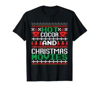 Hot Cocoa and Christmas Movies Ugly Sweater Winter Art Camiseta