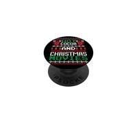 Hot Cocoa and Christmas Movies Ugly Sweater Winter Art PopSockets PopGrip Adhesivo