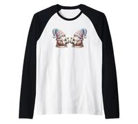 Hot Cocoa Gnomes In Pastel Knit Outfit For Women Cute Winter Camiseta Manga Raglan