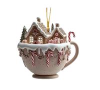 Hot Cocoa Tree Ornament - Christmas Tree Hot Chocolate Ornaments | 2D Acrylic Chocolate Cups Christmas Snow Houses Ornaments | Decoration Charm Cocoa Theme Pendant for Indoor Outdoor
