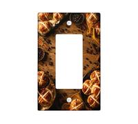 Hot Cross Bun - Cubierta para interruptor de luz basculante individual, diseño rústico de canela de temporada, granos de café de Pascua de plástico marrón, tamaño estándar, placas de pared decorativas