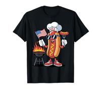 Hot Dog 4 de julio divertido patriótico barbacoa Hot Dog bandera de Estados Unidos Camiseta