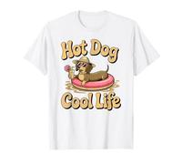 Hot Dog Cool Life, Fun Summer Vibes Weiner Dog en la piscina Camiseta