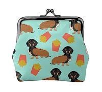 Hot Dog Fries Monedero de Cuero para Mujer, pequeña Bolsa de Cambio con Cierre de Broche Kiss-Lock Cierre Hebilla Monedero para Regalo de niña