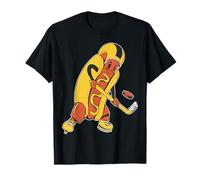 Hot dog Funky Comida Jugar Hockey Hielo Deportes Amante Divertido Camiseta