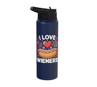 Hot Dog Funny I Love Wieners 4 de julio USA Hot Dog Stainless Steel Insulated Water Bottle