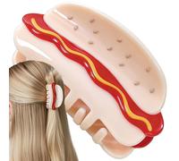 Hot Dog Hair Claw Clip - Acrylic Novelty Funny Styling Clamp, Strong Grip Decorative Barrette Accessory for Everyday Hairstyle Arrangement | Women Girls Teens Outdoor Commuting Party Travel Event Dati