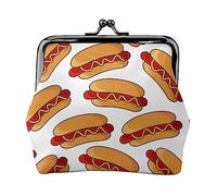 Hot Dog Hamburger Wallet para Mujer Monedero Kiss Lock Change Monedero Monedero Tarjetero Hebilla Monedero Cute Small PU Leather Pocket Wallet para Mujer Ladies Clutch Purse (Vintage Sunflower)