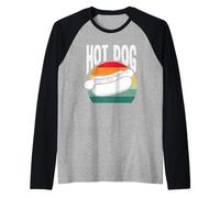 Hot Dog Lover Retro Puesta de sol Gráfico Divertido Hot Dog Camiseta Manga Raglan
