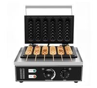 Hot Dog Maker 6 ranuras 1500 W - Máquina eléctrica de acero inoxidable con control de temperatura (50-300 °C) y temporizador, ideal para fiestas, quioscos o uso comercial