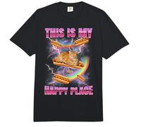Hot Dog Meme Cat My Happy Place Bootleg Glizzy Hot Dog Comfort Colors Adult Heavyweight T-Shirt