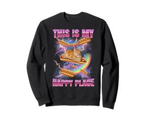 Hot Dog Meme Cat My Happy Place Bootleg Glizzy Hot Dog Sudadera