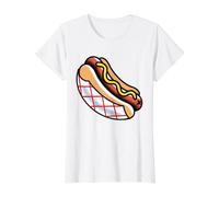 Hot Dog Mostaza Frankfurter Camiseta gráfica económica, Mujer, Blanco, L