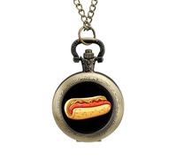 Hot Dog - Reloj de bolsillo vintage con colgante de aleación, regalo para hombres y mujeres, Estilo cobre, talla única