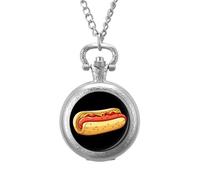 Hot Dog - Reloj de bolsillo vintage con colgante de aleación, regalo para hombres y mujeres, Estilo plateado, talla única