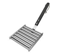 Hot Dog Roller Rack with Wooden Handle, Stainless Steel Sausage Grill Tool for BBQ Parties Camping Outdoor Events, Nonstick Rotating Accessory for Food Carts 18.7x17x1.9cm
