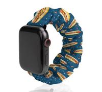 Hot Dog Scrunchie - Correa de repuesto elástica suave compatible con Apple Watch, 42mm/44mm, Acero inoxidable, No es una piedra preciosa