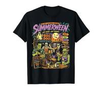 Hot Dog Summerween Boo Dogs Retro para Halloween, Playa, Vintage Camiseta gráfica económica, Hombre, Negro, XL