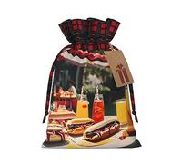 Hot Dogs And Lemonade 1 bolsa de Navidad con cordón de 8.3 x 11.8 pulgadas, bolsa robusta para regalos y artículos esenciales de uso diario