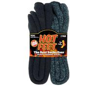 Hot Feet calcetines térmicos, calefacción acogedoras para los hombres, calientes, modelado Calcetines, hombres de los EEUU calcetín Tamaños 6 12.5, (Denim Heather/azul marino oscuro) (2, Pack)