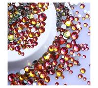 Hot Fix Diamantes de imitación Diamantes de imitación redondos con purpurina varios tamaños, base plateada, sin fijación en caliente, tamaño pequeño, for decoración uñas y ropa(Red Volcano)