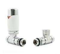 Hot Flow White Marella 3 Modern - Válvula termostática para radiador TRV. Incluye cuerpo TRV recto, cabezal de rueda y escudo de bloqueo para un control rápido y fácil de la temperatura.