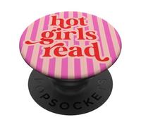Hot Girl Lee Lindas Rayas Rosa Preppy Bookish Book Club PopSockets PopGrip Adhesivo