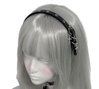 Hot Girl Punk Croses Hair Hoop Diadema de Cuero para Cosplay 2000 Moda Unisex Uso Gótico Pu Hairband Diario