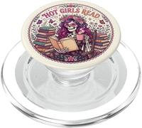 Hot Girls Read Book Lover Floral Librarian Skeleton Bookish PopSockets PopGrip para MagSafe