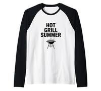 Hot Grill Verano BBQ Lover Foodie Camiseta Manga Raglan