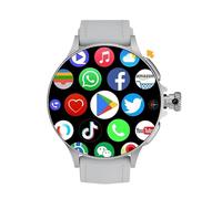 HOT GT200 - Reloj inteligente 4G Android 10.0, sistema GPS, WiFi, tarjeta SIM, pantalla AMOLED de 1.95 pulgadas, cámara giratoria, codificador táctil, reloj inteligente para hombre (gris plateado, 4