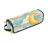 Hot Hair Tools - Bolsa de viaje y alfombrilla resistente al calor con cremallera, a prueba de polvo, para alisadores de pelo, rizadores, secador de pelo, dibujos animados, azul cielo, luna, nube