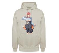 Hot Makima Chainsaw Man Manga Anime Girl WAN Sudadera con capucha unisex | Elegante personaje de anime con pelo rojo y texto "WAN", perfecto para los fanáticos del anime.