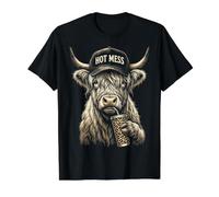 Hot Mess Highland Cow Camiseta gráfica económica, Hombre, Negro, S