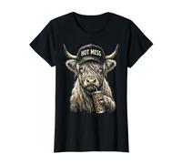 Hot Mess Highland Cow Camiseta gráfica económica, Mujer, Negro, S