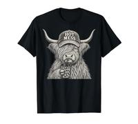 Hot Mess Highland Cow Coffee Lover Cute Fluffy Heifer Camiseta gráfica económica, Hombre, Negro, S