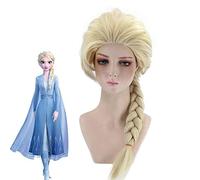 Hot Olaf's Adventure 2 Princess Elsa Cosplay Peluca Halloween Fancy Snow Grow Queen Elsa 65cm Peluca de fiesta trenzada + Gorra de peluca gratis