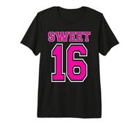 Hot Pink Sweet 16 Girls 16th Birthday Party Jersey Dieciséis Camiseta Premium